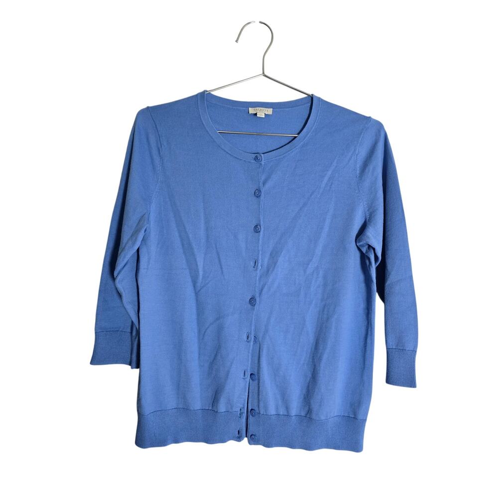 Talbots Prima Cotton Cardigan Bundle Womens M P Blue Pink Button Preppy Sweaters